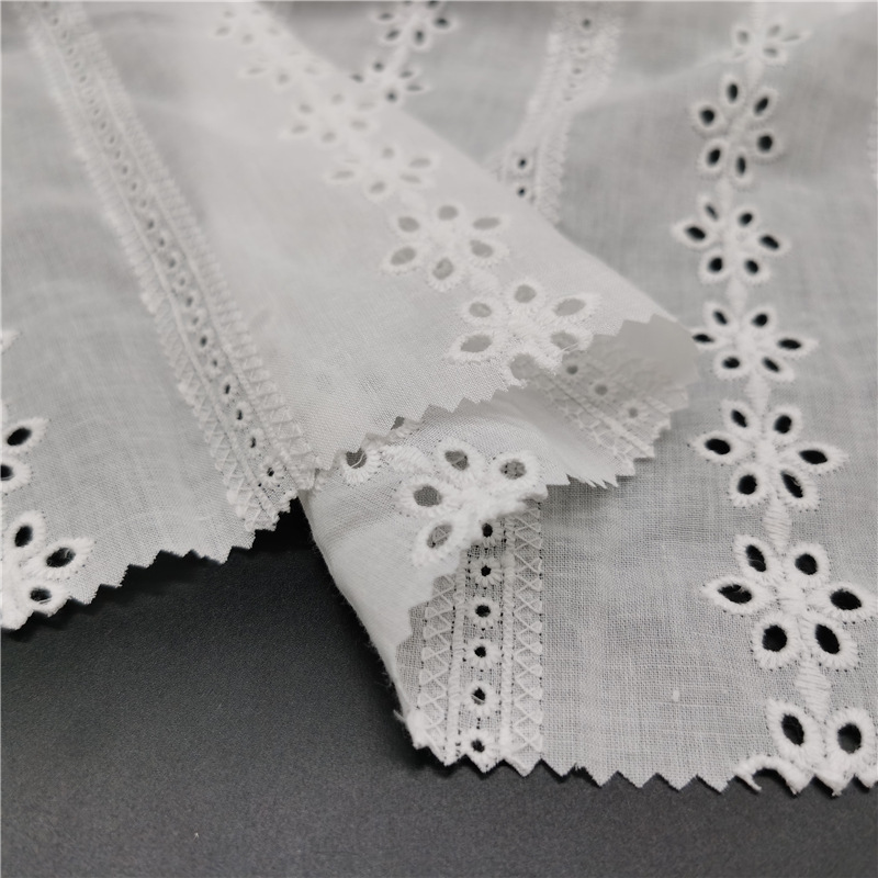 Picture of Spot supply full cotton embroidered fabric embroidered cloth vertical stripes small flower fashion lace spring and summer dress