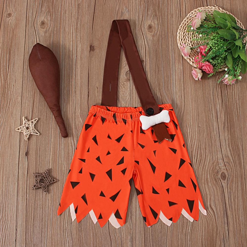 Children's summer children's clothing for boys and girls Halloween shoulder strap geometric pattern shorts
