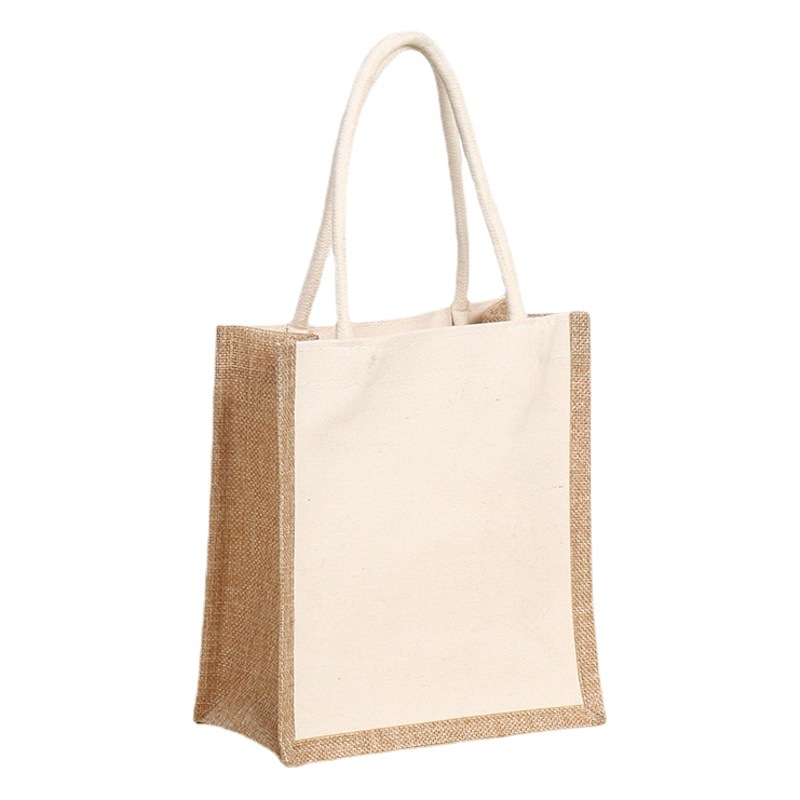 Retro One-Shoulder Linen Bag Shopping Gift Bag Canvas Imitation Sack Linen Handbag Cotton and Linen Canvas Tote Bag