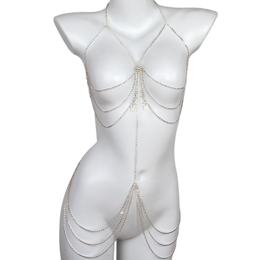 Picture of Cross-border Hot Sexy Full Diamond Environmentally Friendly Body Chain European and American Fashion Nightclub Bikini Rhinestone Multi-layer Chest Chain Accessories