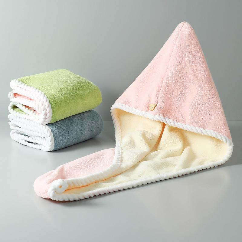 Coral fleece hair towel hair drying cap for women thickened super absorbent quick-drying shower cap double-layer hair drying towel wholesale
