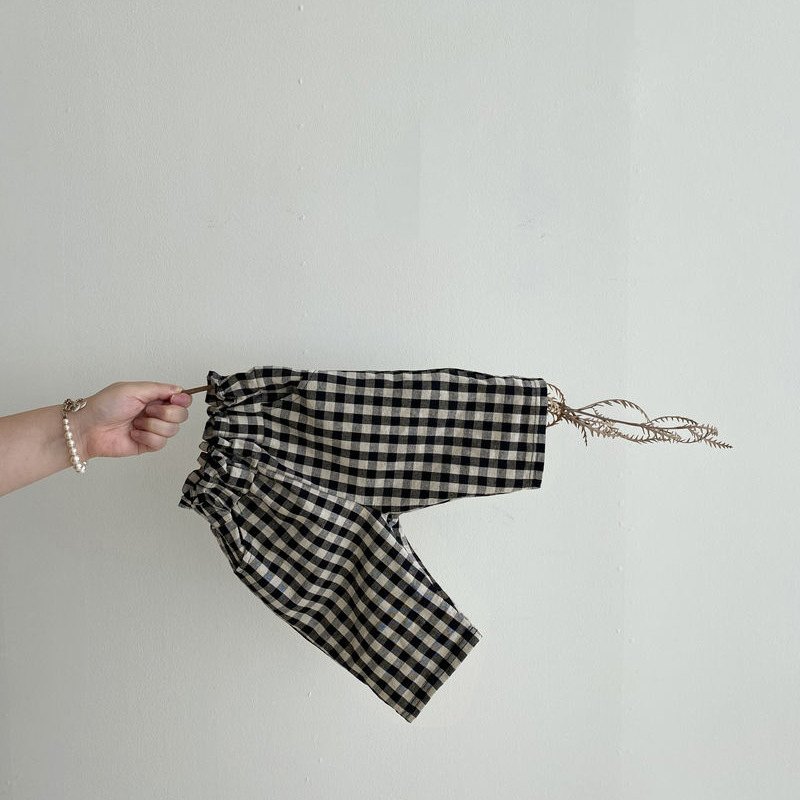 Picture of 2024 Spring & Fall New Korean Style Kidsren's Clothing for Boys and Girls, Cotton Plaid Casual Pants, Kidsren's Pants, Baby Outer Wear