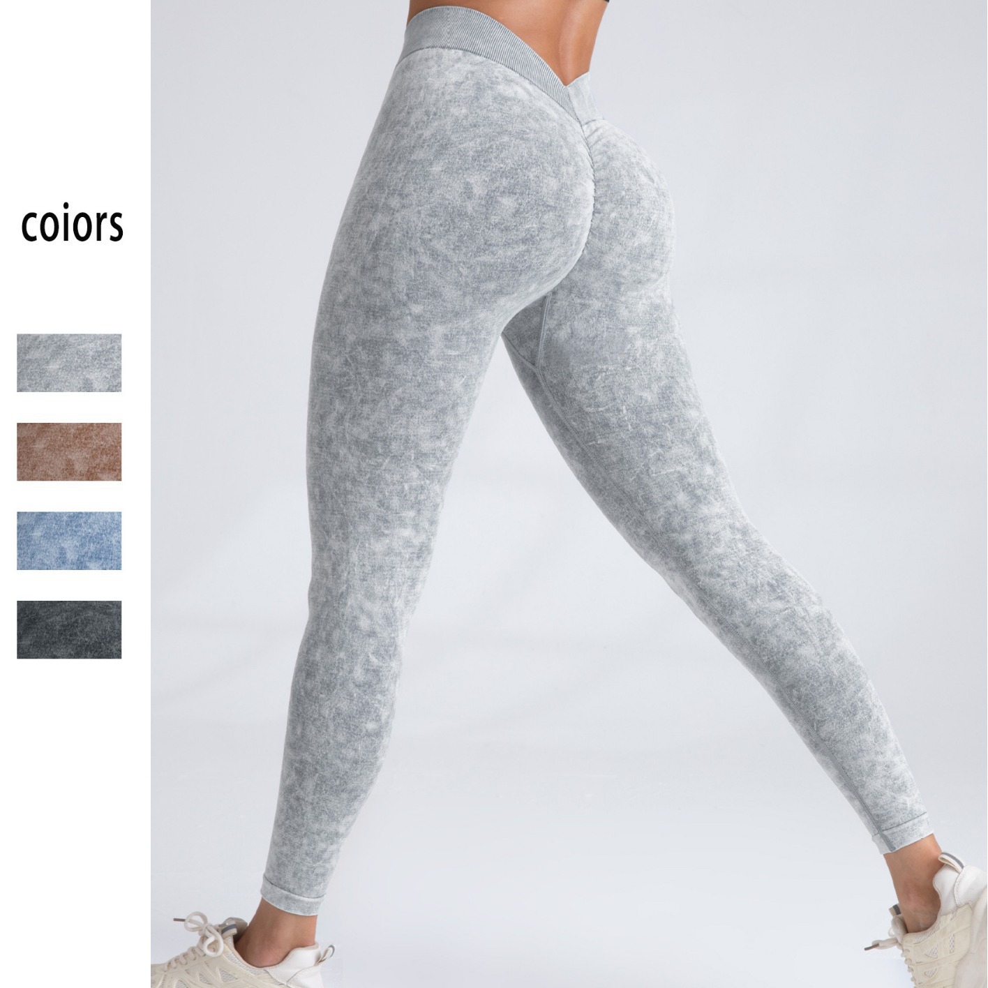 Ketian 2025 Cross-Border Butt-Lifting Sand-Washed Yoga Pants for Women, Elastic Peach High-Waisted Fitness Pants, Running Tight Sports