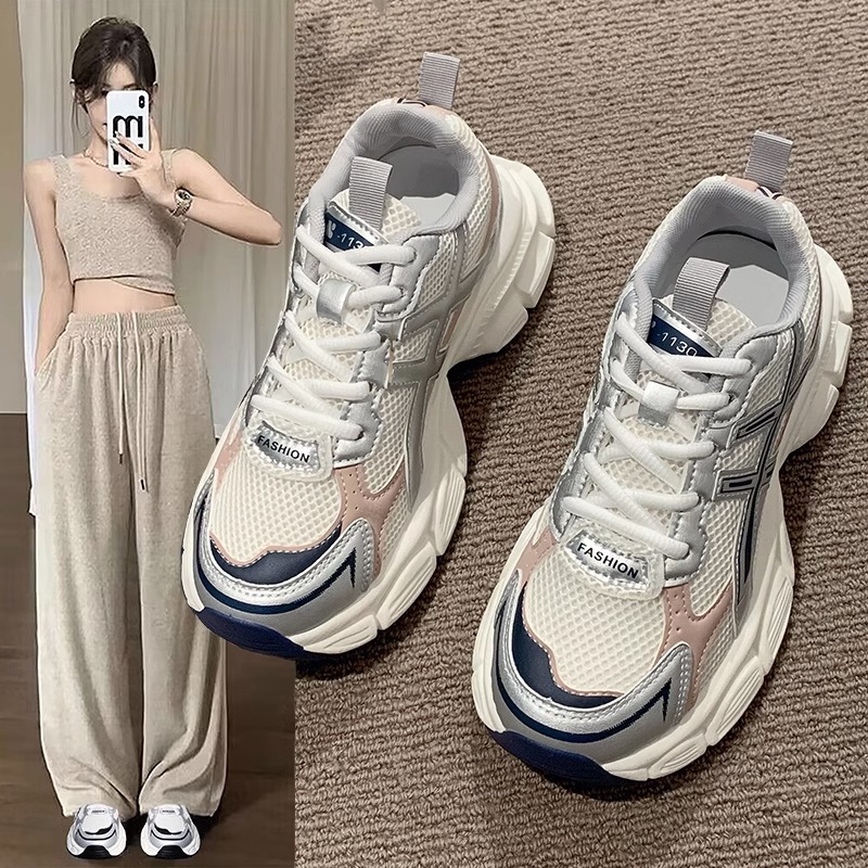 Thick-soled Torre Shoes Women's 2025 New Spring and Summer Breathable Mesh Surface Students Running Street Fried Light Casual sneaker