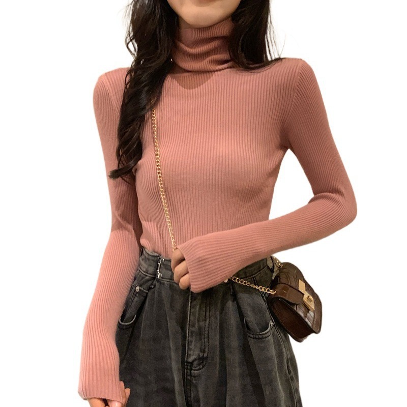 Picture of High Collar Base Shirt Women's Autumn and Winter All-match Sweater Korean Style New Spring and Autumn Slim-fit Long-sleeve Inner Knitted Top