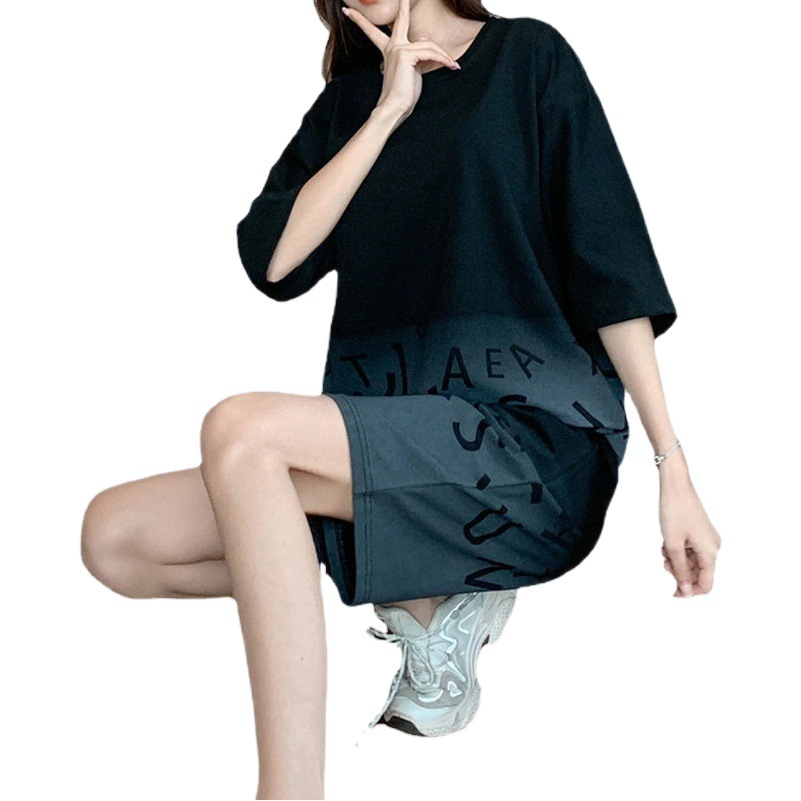 Cross-border plus size short-sleeved shorts sportswear suit women's summer new fashion loose internet celebrity two-piece suit