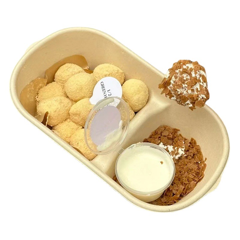 Net red dip sauce sesame potato packaging box disposable lunch box dip box double picnic cake box pulp packaging box