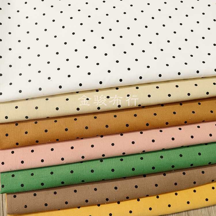 Autumn and Winter Classic 4mm small polka dot printed cloth fine corduroy cotton corduroy women's clothing top Wick