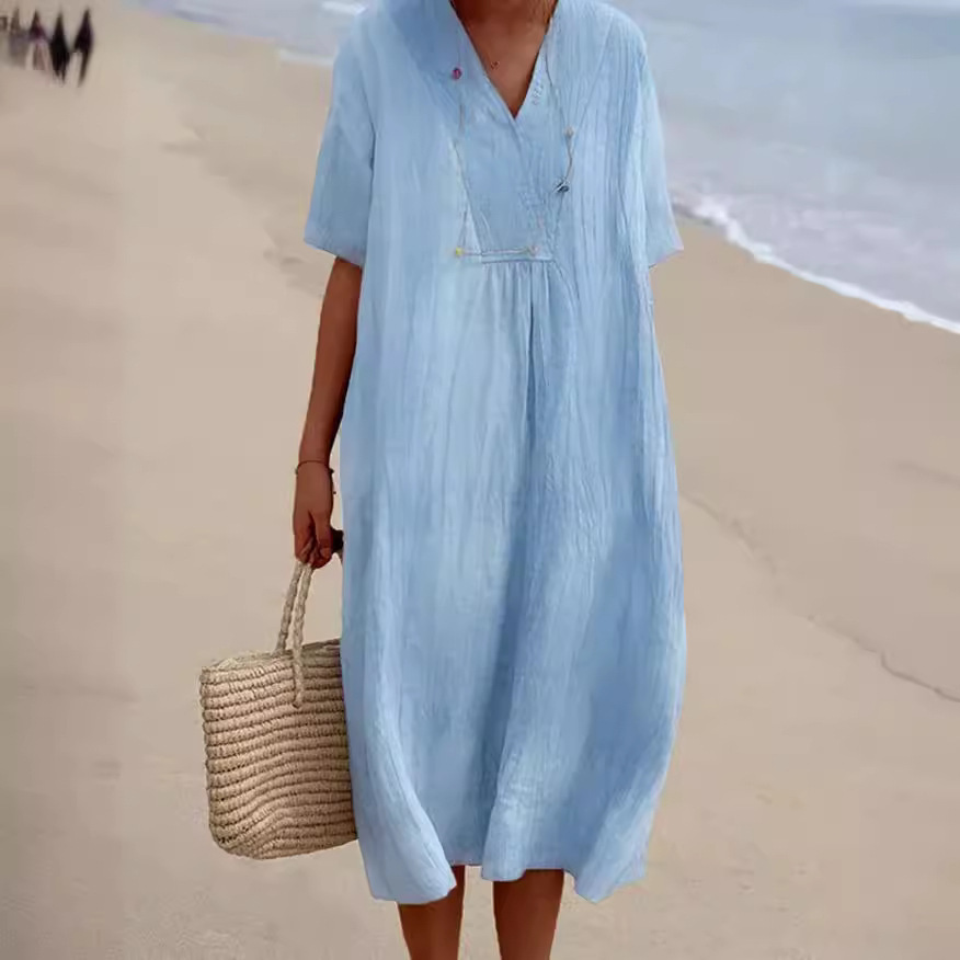 in stock 2024 spring and summer new women's clothing all-match hot selling casual slim skirt solid color cotton and linen