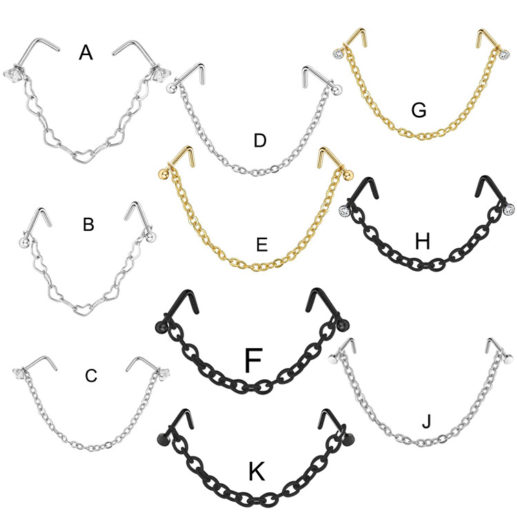 Picture of Stainless steel nose ring nose nail nose chain Amazon new nose chain puncture jewelry nose chain
