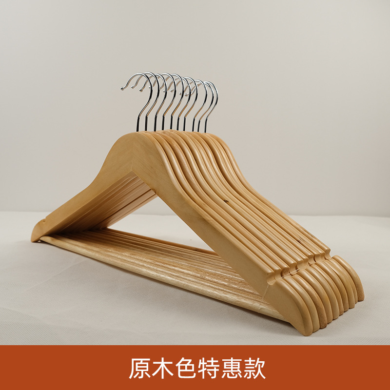 Picture of Wooden Clothes Hanger, Lotus Wood Clothes Hanger, Household Clothes Hanging, Retro Thickened Clothes Drying Rack, Hotel Clothes Hanger, Traceless Anti-Shoulder Corner