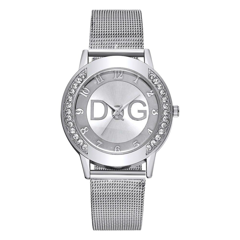 New Double Diamond Outer Ring Sand Diamond Surface Steel Wire Mesh Strap Women's Watch Foreign Trade New Quartz Gift Watch Wholesale