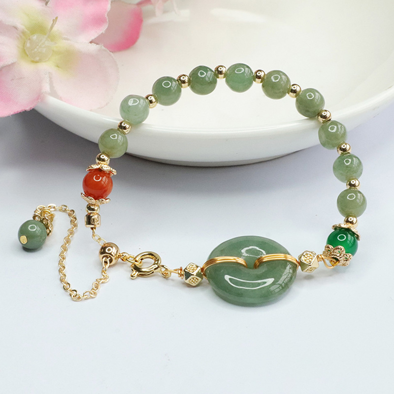Picture of As Yu natural Burmese jadeite oil green peace buckle bracelet jade bracelet wholesale live generation FC3103008