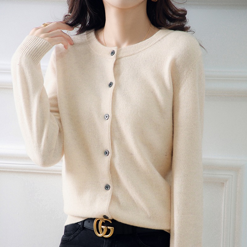 Picture of 2023 autumn and winter new women's round neck cardigan bottoming shirt Korean style long sleeve fashion soft knitted small coat