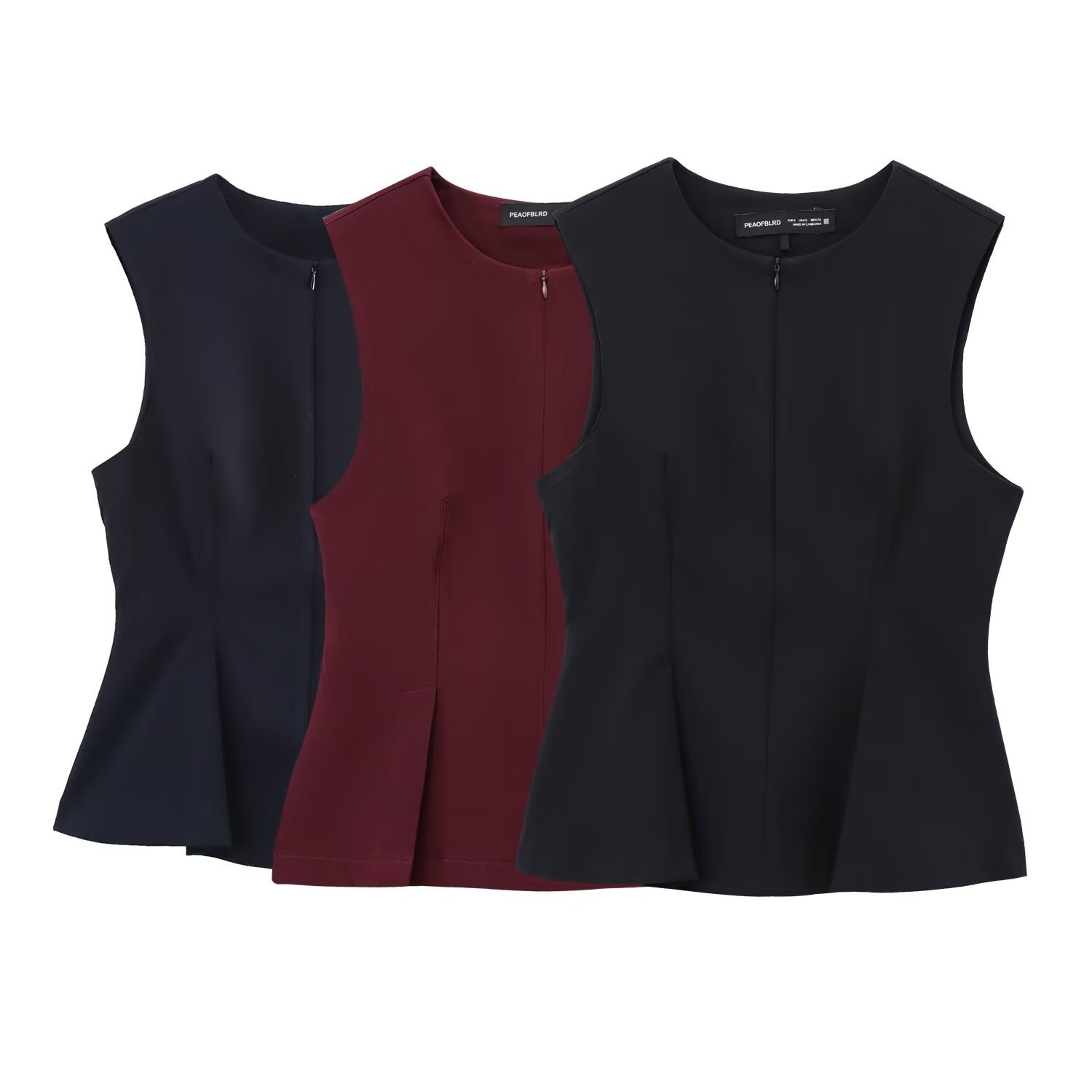 Short skirt hem pleated sleeveless waist vest top women's European and American style 2025 new European and American simple style