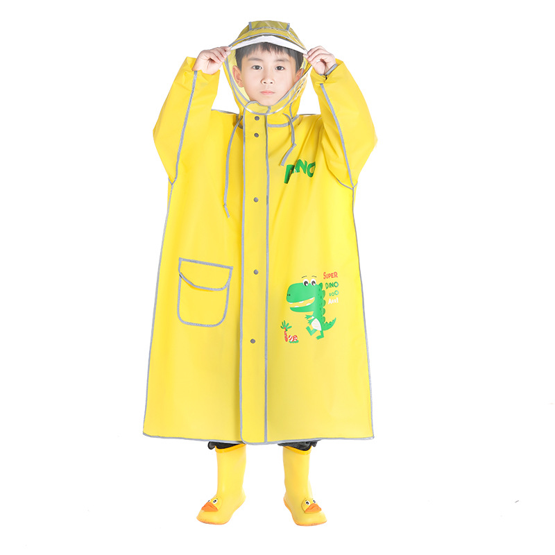 Picture of Children's Raincoat Kindergarten Baby Children Primary School Boys and Girls Raincoat with Schoolbag Double Brim Zipper Poncho