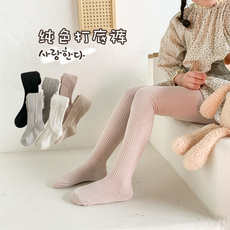 Picture of Children's Pantyhose Baby Spring and Autumn Baby Leggings Solid Color Twist Striped Body Stockings Girls Leggings Wholesale