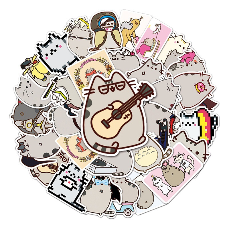 50 cartoon fat cat cartoon animal cat graffiti luggage luggage trolley car stickers waterproof refrigerator magnets