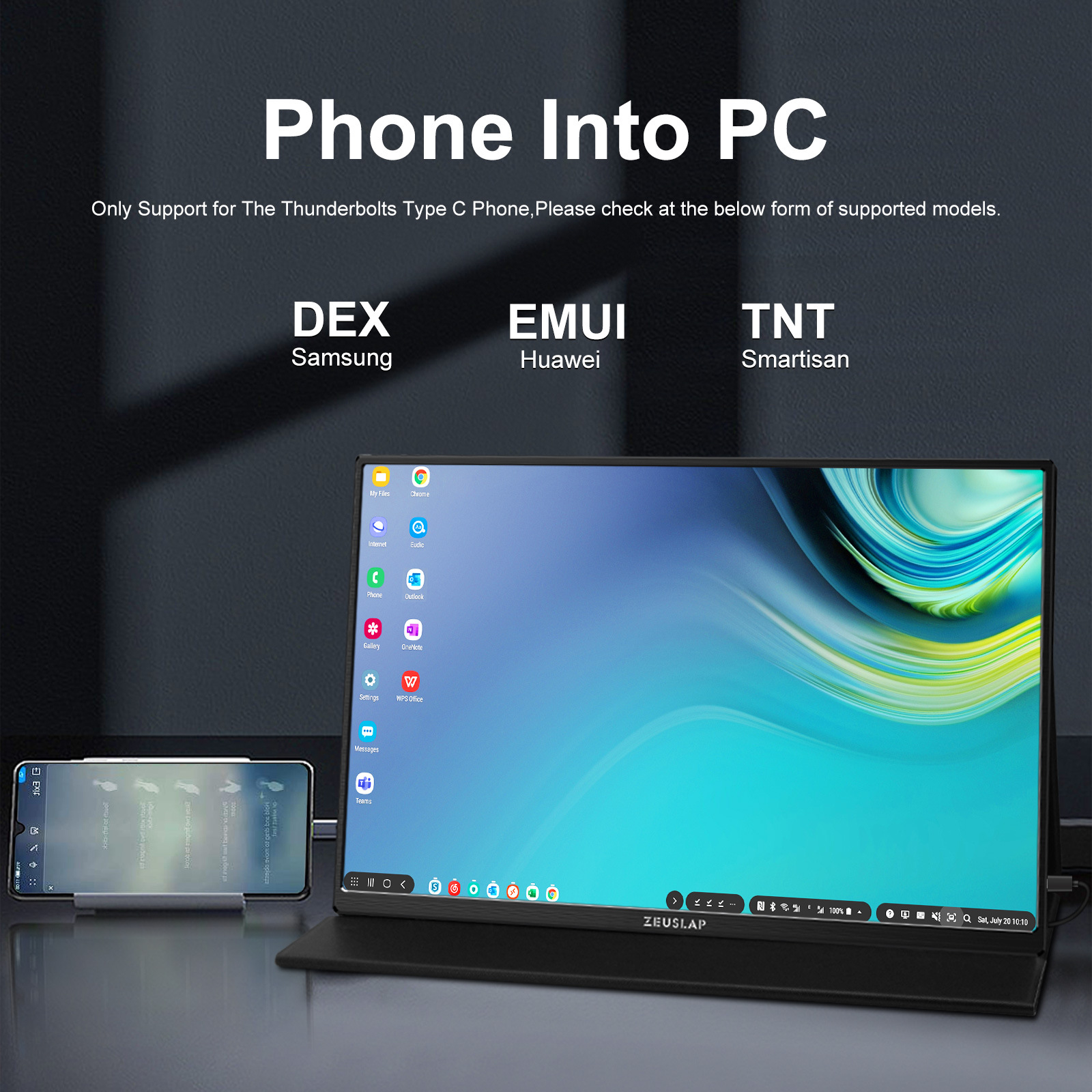 Picture of ZEUSLAP 16 inch 1920x 1200 P60hz with touch function portable display computer display P16T