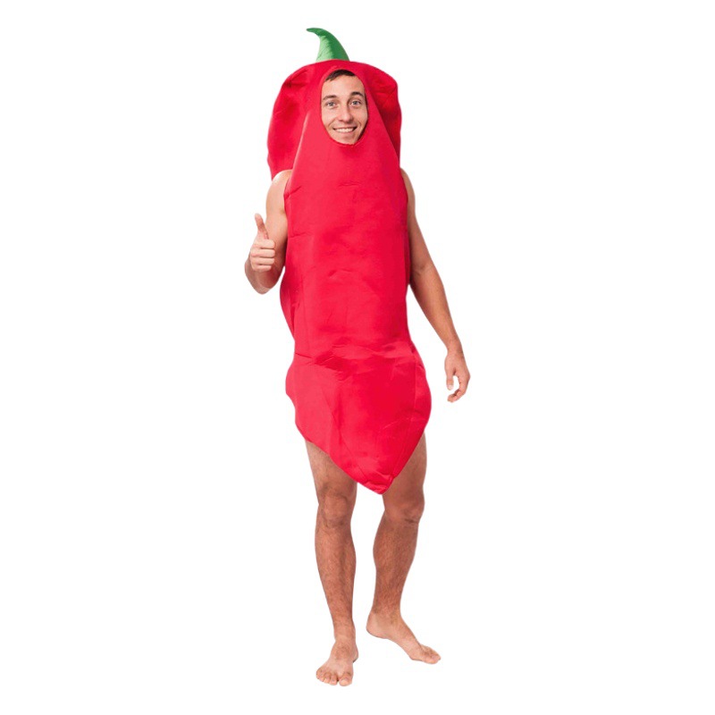 Mardi Gras Halloween Cosplay Masquerade Stage Performance Costume Big Men Fire Red Pepper Performance Costume