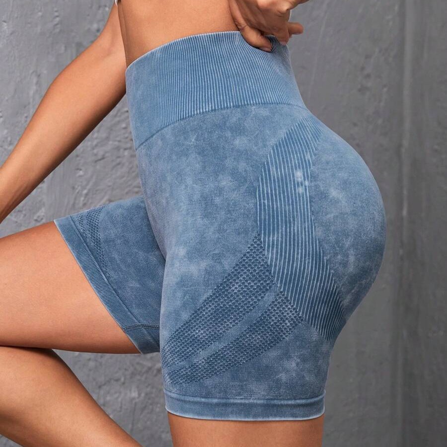 Cross-border Seamless Sand Wash Fitness Sports Shorts Gym Honey Hip High Waist Tight Elastic Yoga Shorts for Women
