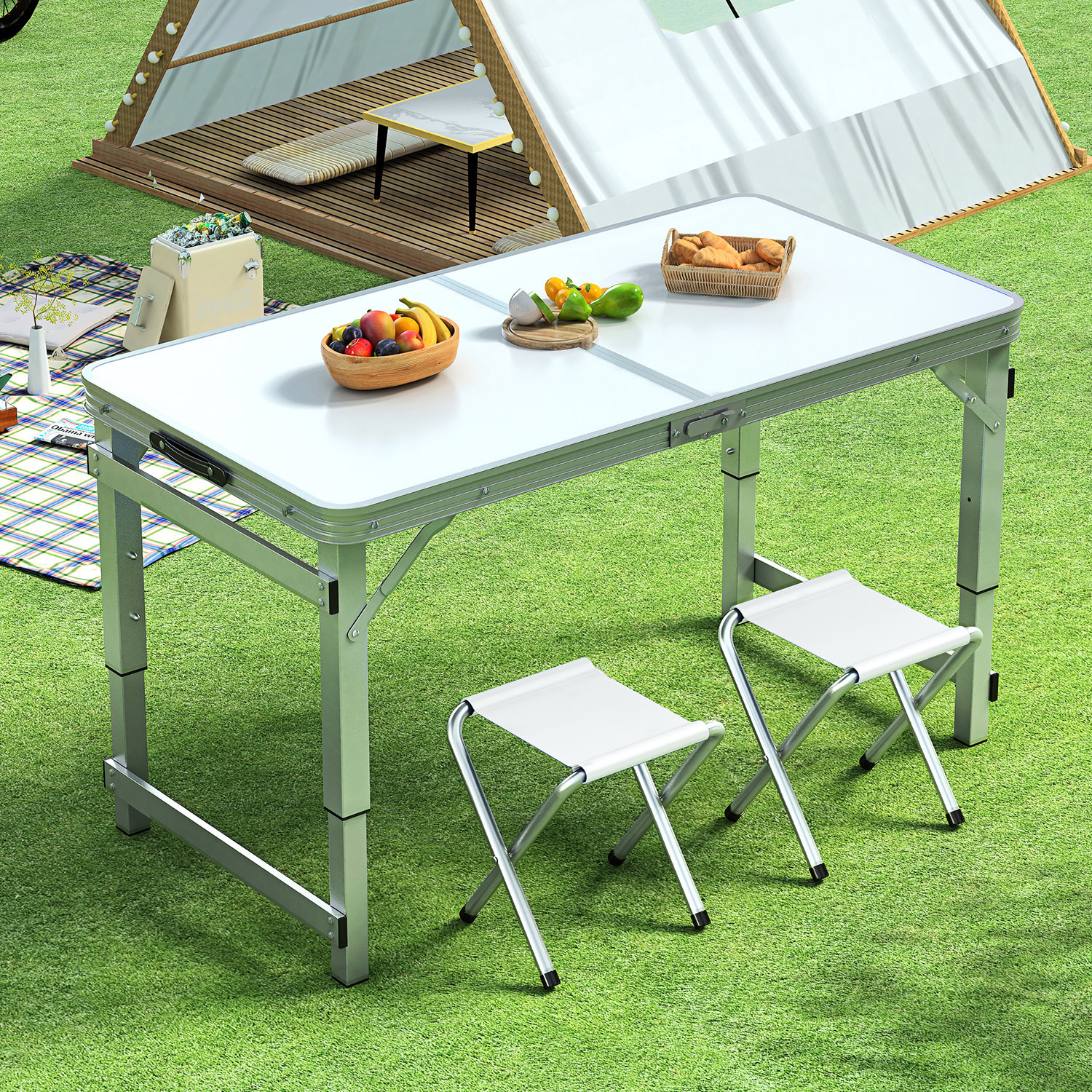Picture of Outdoor Table Portable Aluminum Alloy Foldable Dining Table Folding Table and Chair Picnic Small Table Stall Table Round Square Tube Table