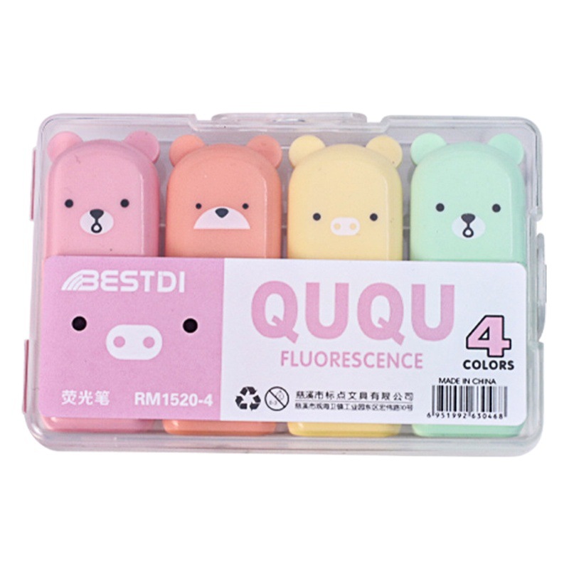 Creative Cartoon Bear Shape Mini Highlighter Color Study Notes Flash Marker Macaron Pen Wholesale