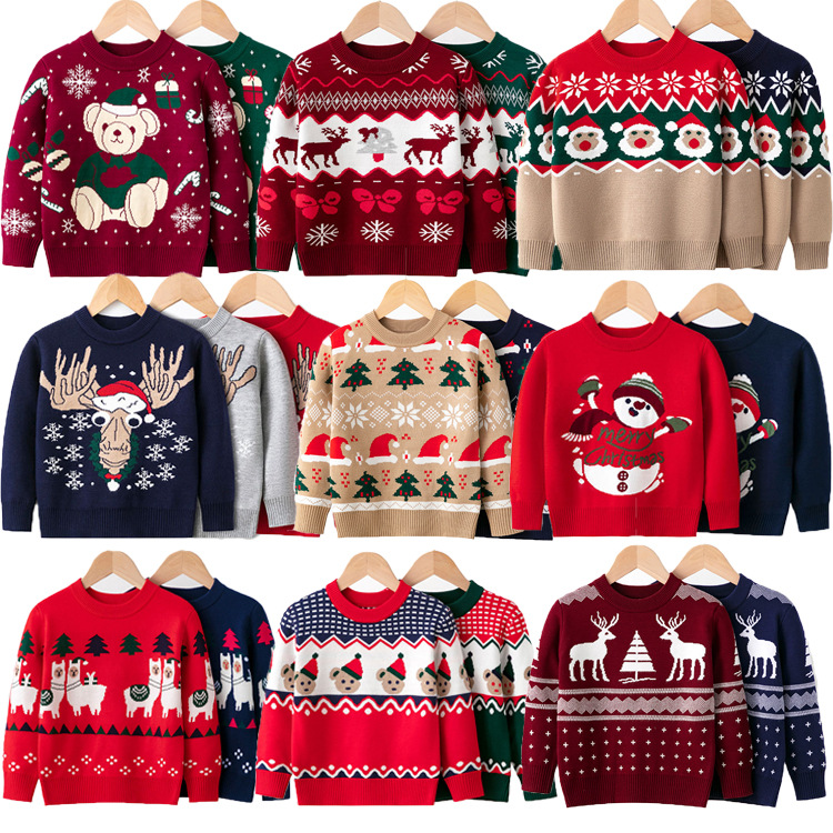 Picture of 2023 Europe and the United States new children's Christmas sweater children's clothing girls boys autumn and winter cartoon pullover sweater