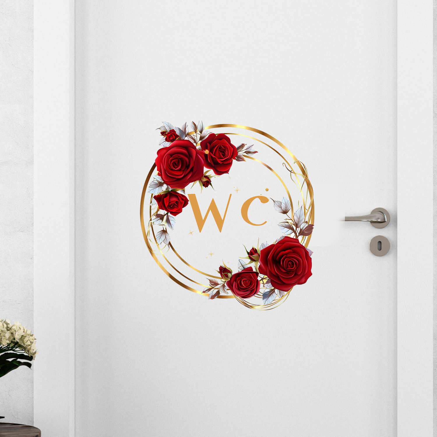 Rose Flower WC Stickers Cross Border Amazon Decorative Bathroom Wall Stickers Door Stickers Toilet Decorative Self-adhesive Wall