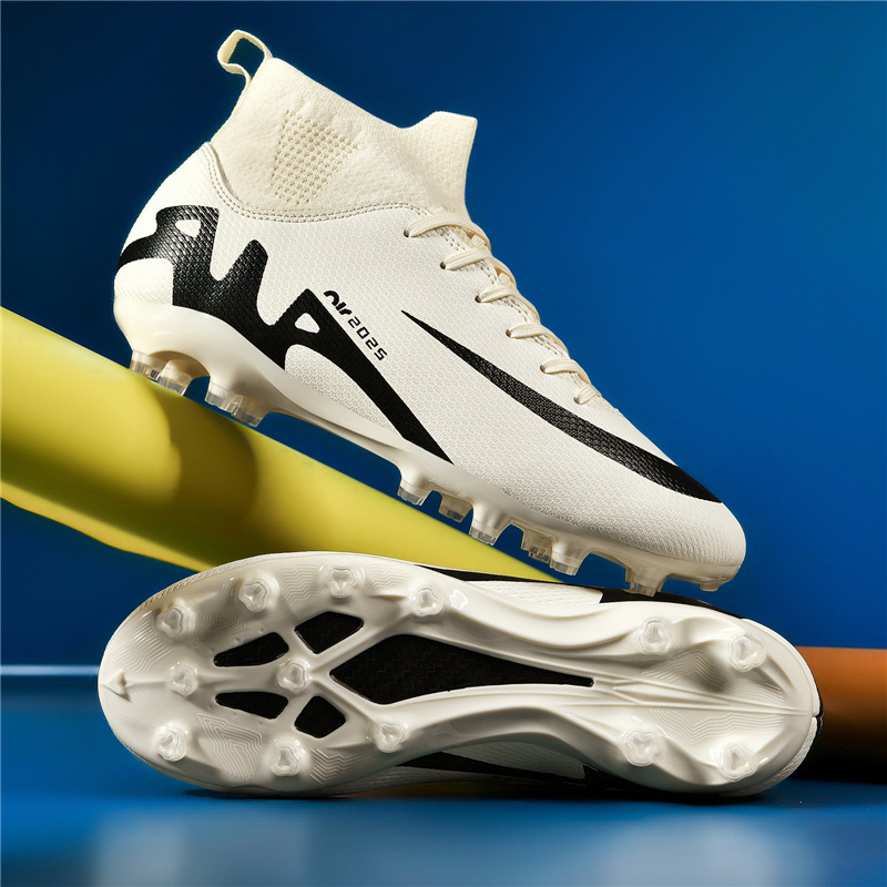 Cross-border Spike 15 High-top Mandarin Duck Football Shoes Crushed Nails Lawn AG Spike Training Shoes for Boys and Girls Children Adolescent Students