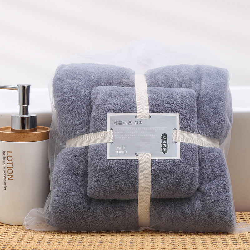 Picture of Factory wholesale coral fleece towel towel gift suit thickened mother and child towel a generation of printed logo