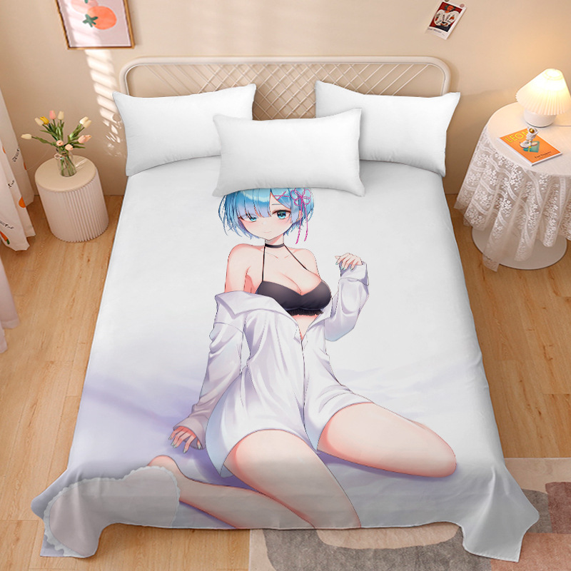 Picture of Anime Two-Dimensional Anime Rem Picture Gentleman 3D Beauty Bed Bed Sheets Single Piece Student Dormitory 1.9m