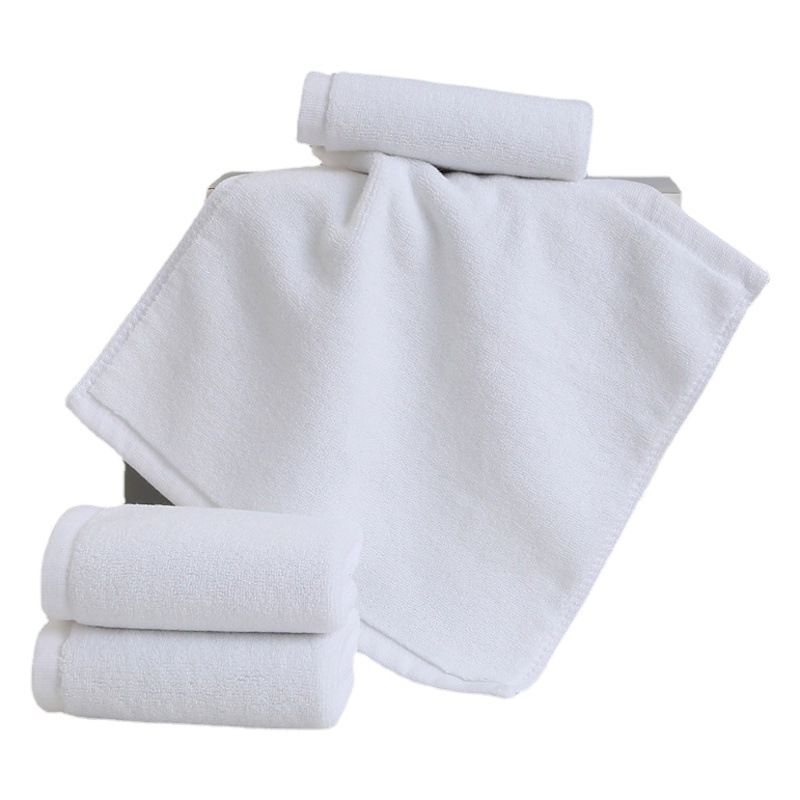 Wholesale cotton white small square cotton 30*30 hotel catering square kindergarten small towel embroidered logo