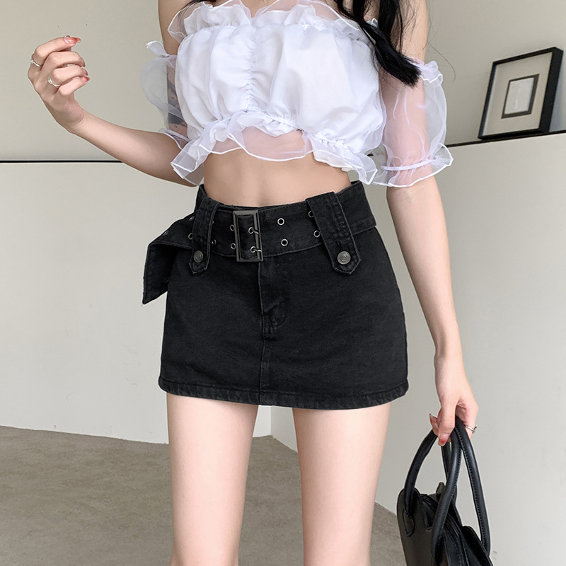 European and American hot girl Denim skirt women's summer 2023 new short skirt anti-exposure A- line hip skirt