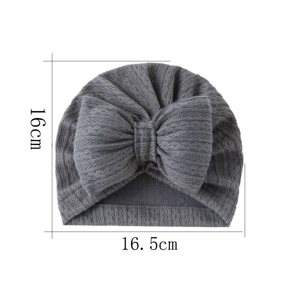 Picture of European and American New Baby Knitted Cotton-Filled Large Bow Kidsren's Pullover Hat Boat Hat Baby Turban Hat Ins Cross-Border