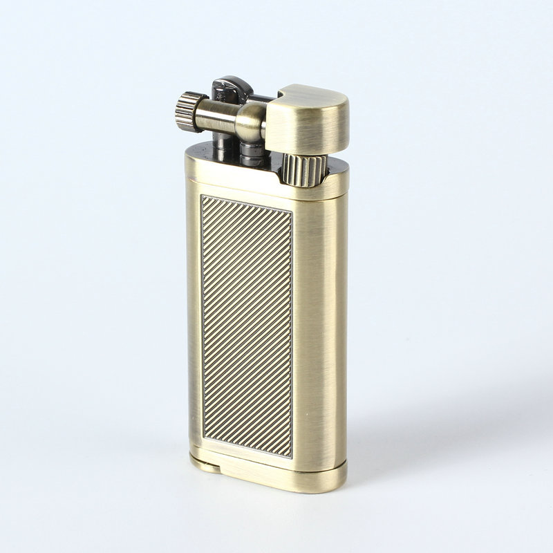 Picture of Grinding wheel open flame cigarette lighter gas creative inflatable Langsheng oblique fire lighter metal pipe mini lighter gift