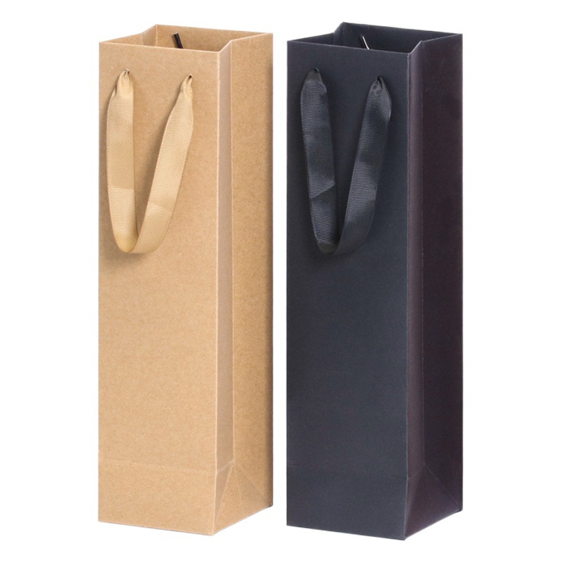 Hot selling recommended red wine bag spot paper bag fashion wine bag single and double thick gift portable paper bag packaging bag