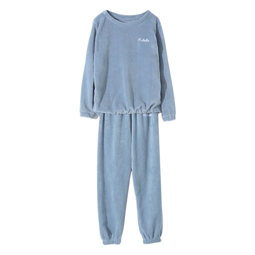 Warm Suit pajamas women's new autumn and winter lazy home wear coral fleece fleece-lined thick pajama pants warm pants outer wear