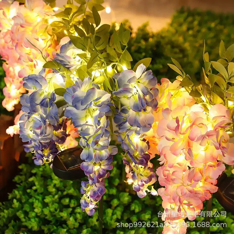 New Led Solar Wisteria Flower Landscape Light Courtyard Ground Plug Lamp Atmosphere Light