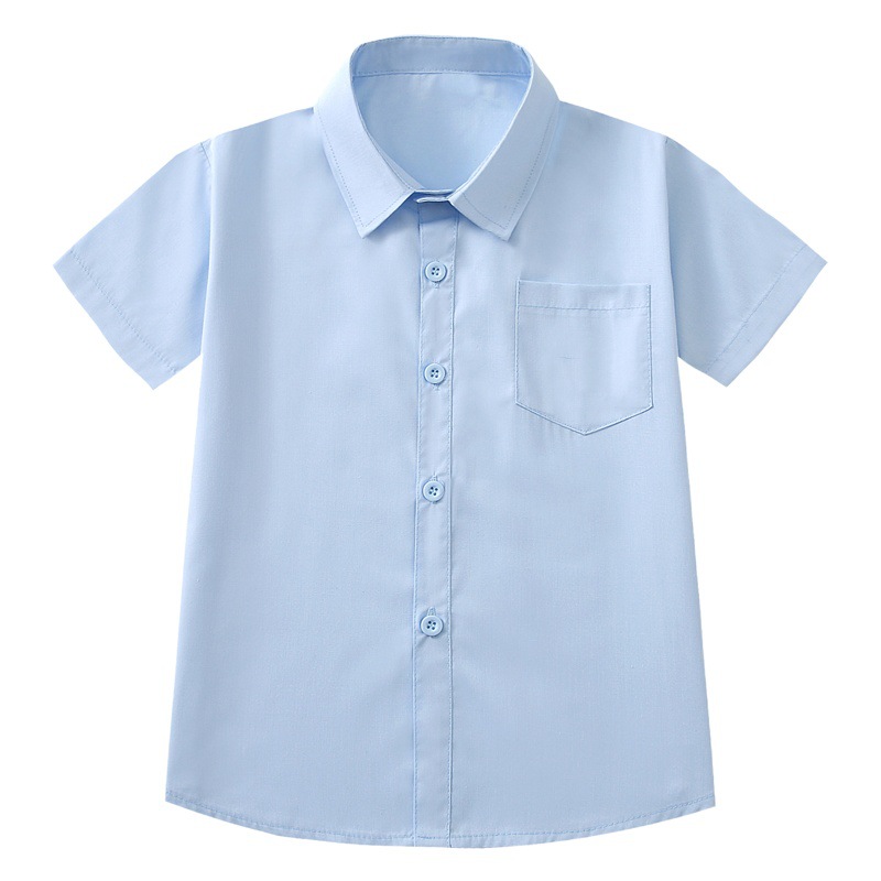 Picture of Children's shirt boy's shirt blue short-sleeved shirt high color fastness school uniform shirt non-shrinking anti-wrinkle