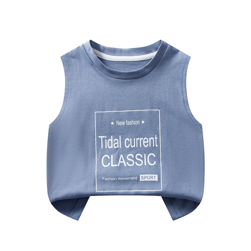 Picture of Children's Waistcoat Cotton Girls Boys Baby New Summer Sweatshirt Wholesale Summer Thin Sports Sleeveless T-shirt