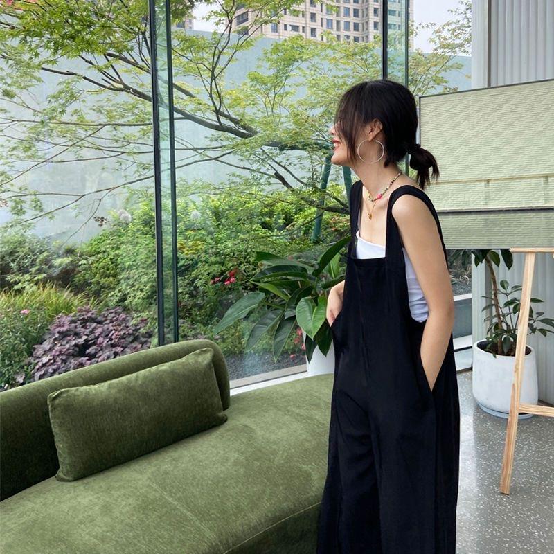 French High-end Feeling Elegant Foreign-style Age-reducing Vineal Strap Pants 2023 New Summer Wide Leg Pants