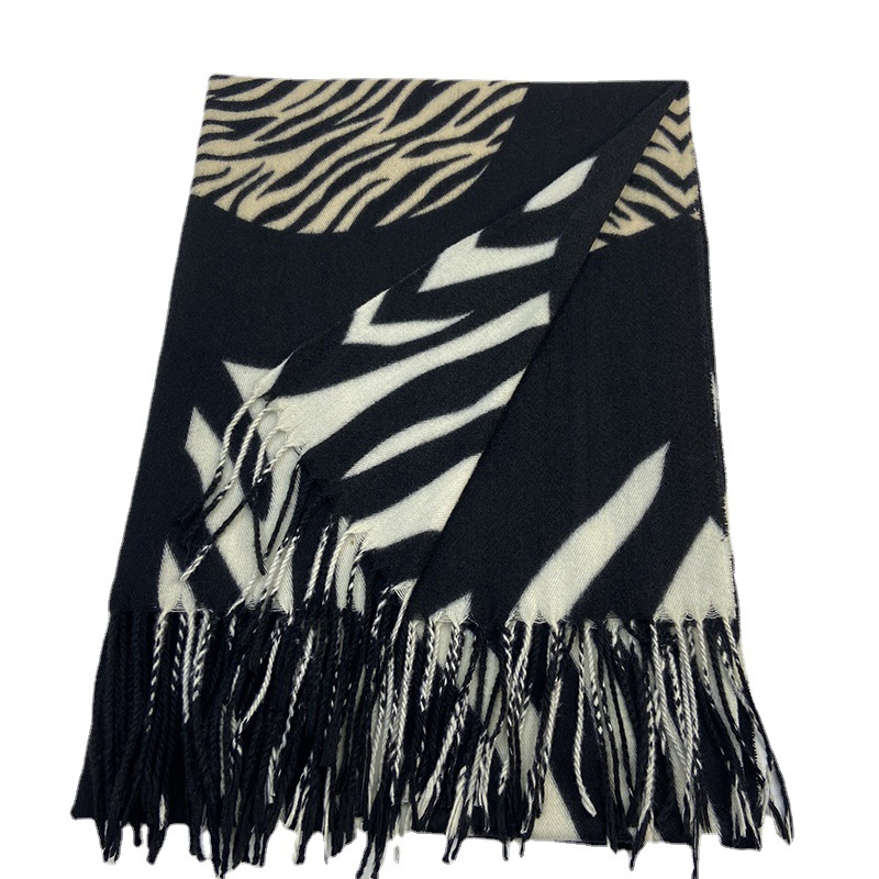 Picture of Imitation cashmere scarf women's European and American zebra print double-sided warm tassel shawl autumn and winter warm scarf wholesale