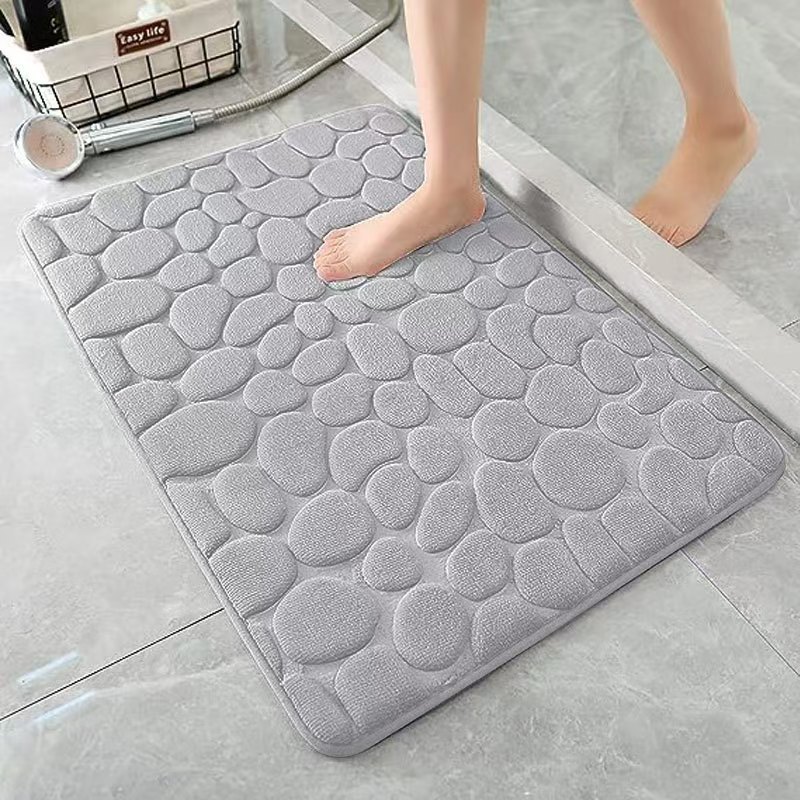 Modern Simple Flannel Coral Velvet Pure Color Small Stone Floor Mat Bathroom Door Absorbent Foot Mat Household Non-Slip