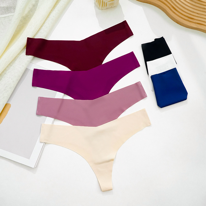 Picture of Cross-border large size sexy seamless thong women's one-piece low waist ice silk sports fitness women's underwear