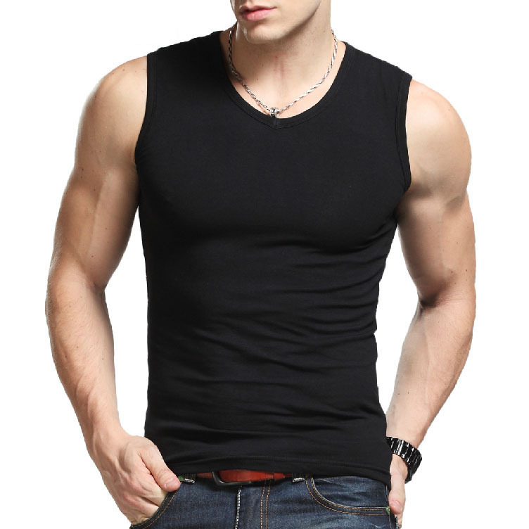 Picture of New men's wide shoulder cotton vest sleeveless breathable fitness sports stretch waistcoat men's breathable jacket wholesale