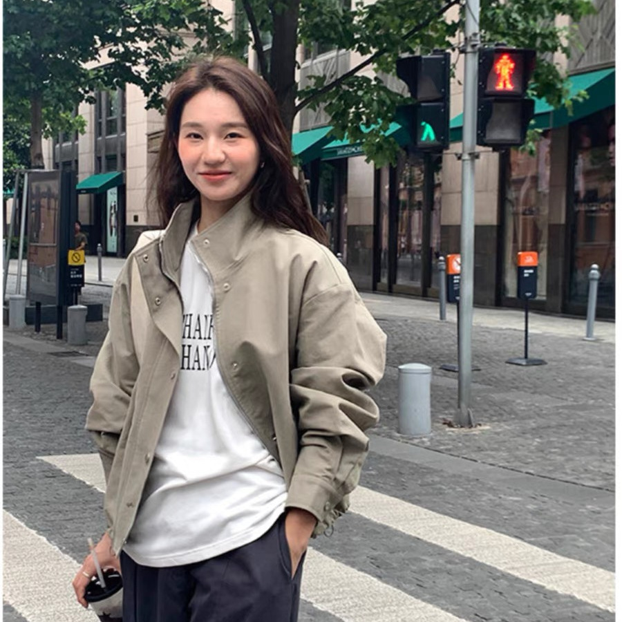 South Korea Fashion Autumn and Winter New Korean Style Slim-fit All-match Collar Short Coat Coat Women's Small Jacket Foreign Trade