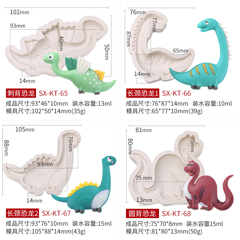 Picture of Sanxin Easter Dinosaur Silicone Mold Creative DIY Cartoon Animal Flip Sugar Chocolate Cake Decorative Grinding Tool