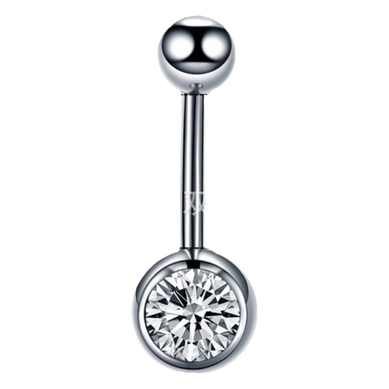 G23 Titanium Navel Ring with Internal Thread at Both Ends, Zircon Navel Ring, Piercing Jewelry, Navel Nail, Cost-Effective and Sparkling
