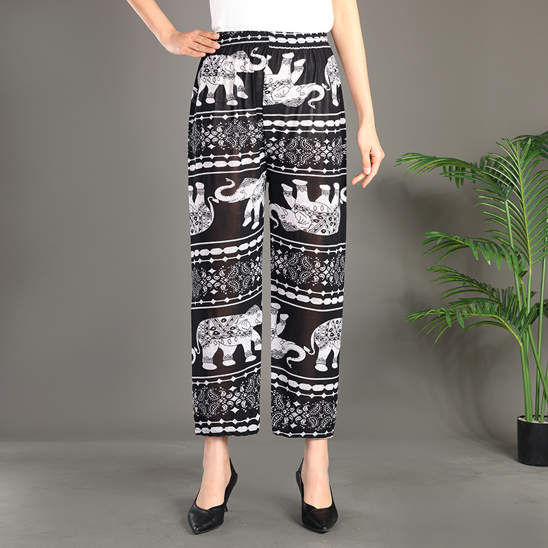 Picture of Cross-border Fashion Ink Butterfly National Style Casual Pants Women's New Chinese Style Loose Wide Leg Loose Summer New Ankle-length Pants